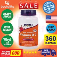 NOW SUPPLEMENTS VITAMIN D-3 1000 IU VITAMIN D3 MENINGKATKAN SISTEM IMUN TUBUH 360 KAPSUL