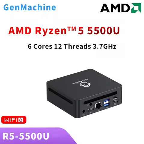 GenMachine Mini PC Ren5000 5500U AMD Ryzen5 5500U CPU Windows 11 DDR4 64GB 3200Mhz WiFi6 computador
