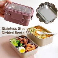 Stainless Steel Divided Bento Box Japanese Double-layer Lunch Box Insulation Crisper Student E8q4