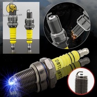 LONNGUVO Pedal Motorcycle, Yellow&Silver 2 Styles Spark Plug,  A7TC Curved Beam E-bike Accessories