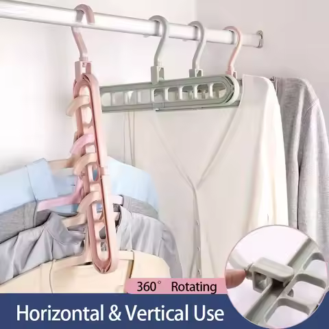 3pcs Multifunctional Hangers Heavy Duty Space Saving 9 Holes Clothes Organizer Wardrobe Hangers Save