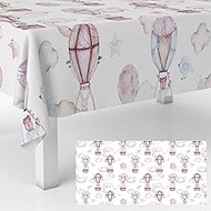 Hot Air Balloon Tablecloths Dreamy Pink Flying Decorations Waterproof Table Cover Baby Shower Travel