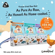 [New Freezed Dried] Loveabowl Freeze-a-Bowl Mackerel, Beef &amp; Hoki / Lamb &amp; Mackerel / Chicken &amp; Mackerel for Dogs 140g