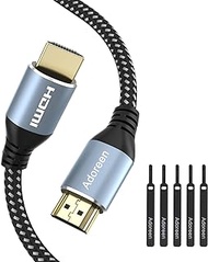4K HDMI Cable 25 feet, Adoreen High Speed 18Gbps HDMI 2.0 Cable (1.5-60ft), HDR HDCP 3D 4K@60Hz 2K,1080P, ARC Ethernet, Braided Cord,Compatible Monitor UHD TV PC PS3 PS4 with 5 Cable Ties