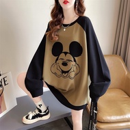 Chubby Meiyi Autumn Winter Top Large Size Medium Jacket M-2XL Twill Thin Round Neck Cartoon Long Sle