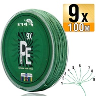Biteme 100m 9X PE Line Braided Fishing Line 10-120LB 9 Strand Multifilament Fishing Line