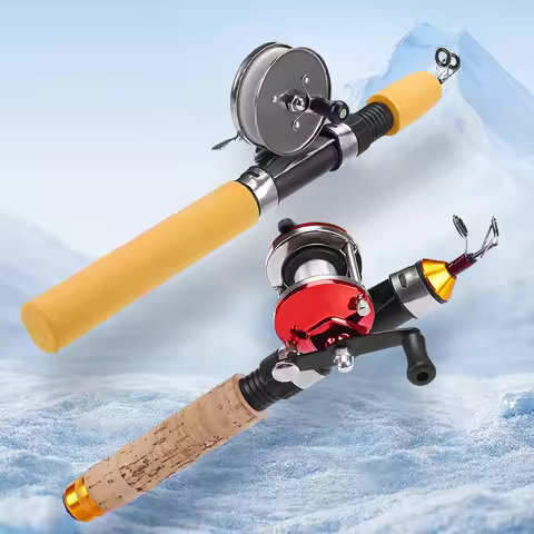 WEIHE Fishing Tackle Carbon Mini Winter Ice Fishing Shrimp Rod Mini Ice Fishing Rod And Reel Set Win