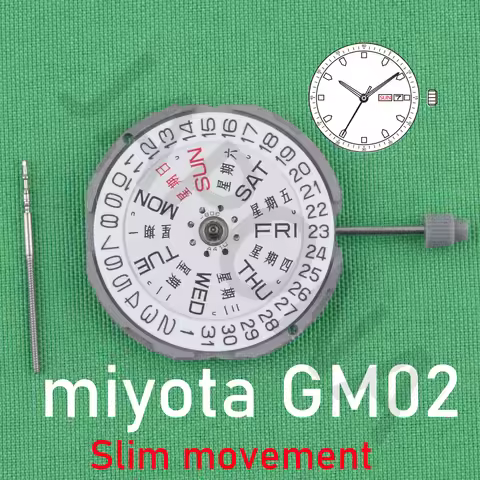 GM02 movement miyota GM02-1AU Slim movement with day-date display japan movement Chinese and English