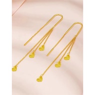 24k Gold Love Tassel Earrings Ladies 999 Gold Earrings Heart-Shaped 5G Earrings High-End Feeling Bir