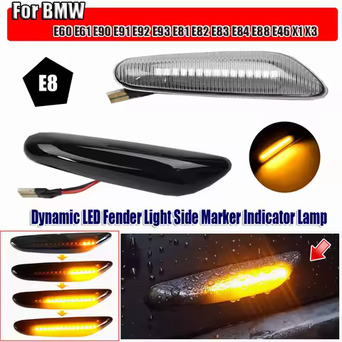 1 Pair Dynamic LED Fender Light Side Marker For BMW 1 3 5 serie E46 E60 E61 E81 E82 E87 E88 E90 E91 