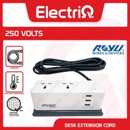 Electriq l Royu Desk Extension Cord w/ 2 Gang Universal Outlet & 3 USB Ports (2 meters) REDEC432/W