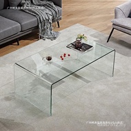 Ins Luxury Simple Rectangular Glass Coffee Table Balcony Style Household Coffee Table Design Light T