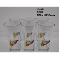 6pcs 12OZ (350ml) Capacity Transparent Dishwasher Safe Houseware Plastic Cup/ Cawan Plastik