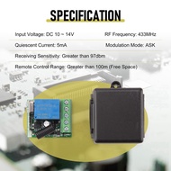 6X DC12V 1CH 433MHz Universal Wireless Remote Control Switch RF Relay Receiver 433 MHz Transmitter B