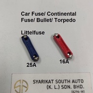 Littelfuse 16A 25A Torpedo Fuse Bullet Fuse Continental Fuse European Fuse 16AMP 25AMP Car Fuse