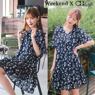 SG LOCAL WEEKEND X OB DESIGN CASUAL WORK WOMEN SUMMER RUFFLE COLLAR FLORAL PRINT CHIFFON MIDI DRESS S-XXXL PLUS SIZE