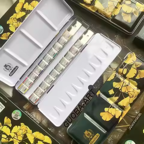 Schmincke - HORADAM AQUARELL Color Box with 24 Finest Watercolors, Ginkgo Limited , Painting Set, Pr