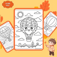 Set of 41/20/10 coloring pages, coloring pages for children in the shape of Hot air balloon, A4, A5 
