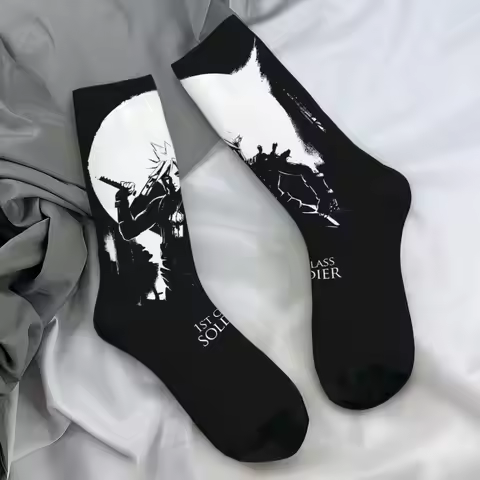 Cloud Strife Final Fantasy 7 Socks Novelty Stockings Men Quality Cycling Socks Autumn Design Non Sli