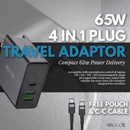 Arccoil 65W Power Delivery Travel Adaptor Universal Designed for UK US EU AU Over 150 Countries.