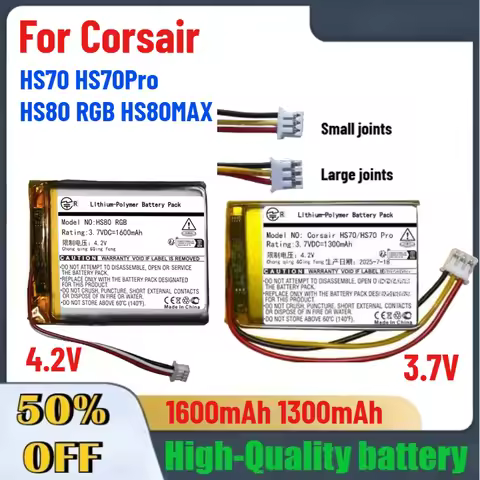 High-Quality 3.7V 1300mAh/4.2V 1600mAh Wireless Headphone Battery for Corsair HS70 HS70Pro HS80 RGB 