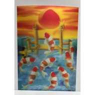 DISPLAY IMAGE POSTER 3D KOI FISH 9 AND MONTH SIZE 24x34 cm (LxH) TAMPA FRAME