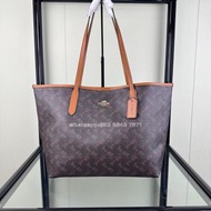 🎀Brand New Free Shipping💙Coach 馬車印花CBM58 tote手提包 塗層帆布配皮革｜Color 深啡色｜Size 33x16x29💙配件全齊適合送禮 嚴格檢測貨品絕對完美