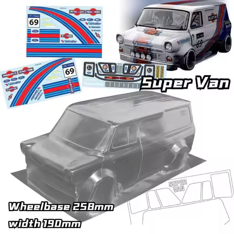 1/10 Super Van Wide body RC PC body shell lampshade 190mm width Transparent drift touring body shell