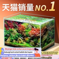 Get ST-ΨyeeSuper White Fish Tank Glass Desktop Living Room Ecological Douyu Goldfish Turtle Jar Land