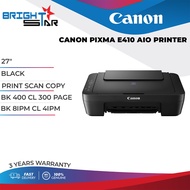 CANON PIXMA E410 All IN ONE AIO PRINTER / BLACK / PRINT, SCAN, COPY / BK 400 CL 300 PAGE / BK 8IPM C