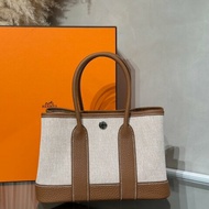 HERMES Mini garden party - 帆布金棕