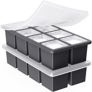 Large Ice Cube Trays for Whiskey: GGOW Big Silicone Ice Cube Trays 2Inch - Huge Square Ice Cubed Tra