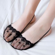 Stokin Bot Tali Renda untuk Wanita, Stokin Sandal Tumit Tinggi Nipis Nipis Musim Panas, Stokin Anti-