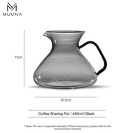MUVNA AWAKE Glass Sharing Pot Black Coffee Serving Jug Size 450 ml.