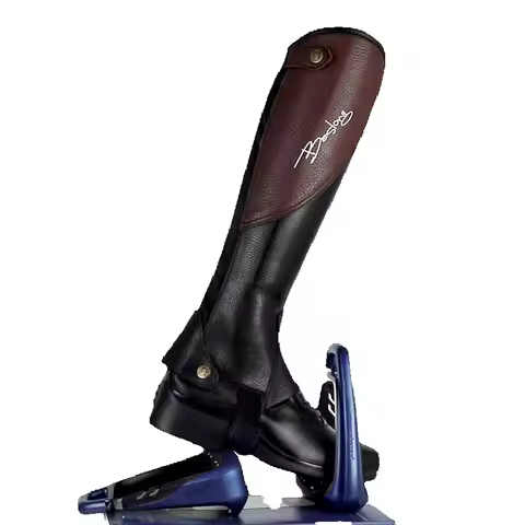 High Quality Half Chaps Full Soft Cow Leather Splicing Horse Riding Chaps Body Protector Equestrian