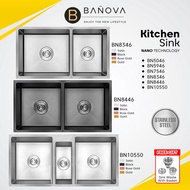 [COMBO SET] BANOVA Handmade Stainless Steel Undermount / Top mount Nano Kitchen Sink / Sinki Dapur