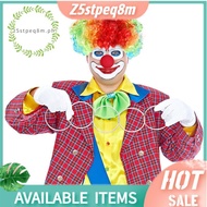 Red Foam Clown Nose + Multi-colored Clown Wig for Masquerade Cosplay fancy dress.