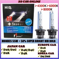 Super Bright MONDES D1S D2S D2C D2R D3S D4S D4C D4R D8 D8S D8C 55W 6000k 8000K 4300k HID Bulb