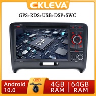 EKLEVA วิทยุติดรถยนต์เครื่องเล่นมัลติมีเดีย Android 12 DSP + Carplay 4GB + 64GB DVD สำหรับ Audi TT MK2 8J 2006-2012ยูเอสบีอาร์ดีเอส SWC GPS Navi