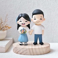 客製化人物公仔 雙人 可愛小木雕 結婚禮物 人偶訂製 療癒擺飾