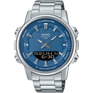 Casio แบตเตอรี่ 10 ปี สองระบบเข็มดิจิตอล นาฬิกาข้อมือผู้ชาย สายสแตนเลส รุ่น AMW-880D ของแท้ ประกัน C