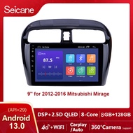 Seicane 9 นิ้ว QLED Touch Screen Android รถวิทยุระบบนำทาง GPS 2012-2016 มิตซูบิชิมิราจบลูทู ธ เพลง U