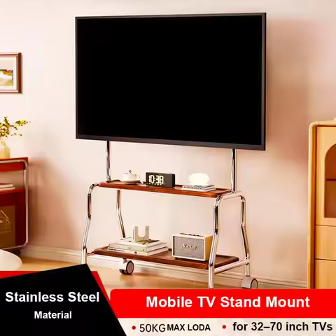 Rolling Floor Mobile TV Stand for 32-75 Inch LCD LED Flat/Curved Panel Screen TVs TV Cart Holds up t
