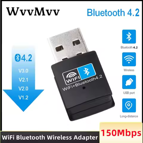 150Mbps WiFi Bluetooth Wireless Adapter USB Adapter 2.4G Bluetooth V4.2 Dongle Network Card RTL8723B