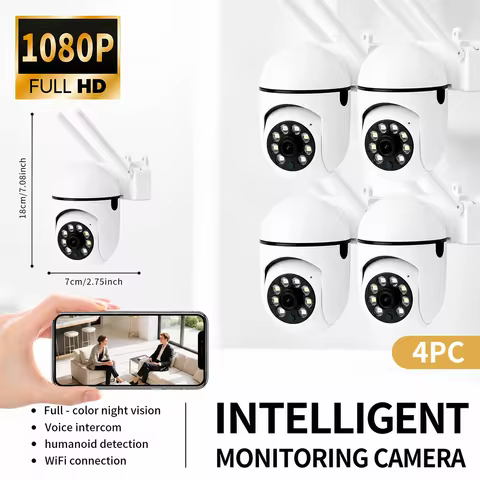 Ease Life APP 4PC Smart Home Security Camera Color Night Vision Motion Detection Tracking Indoor Out