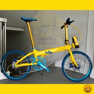 Crius Master 22” • 9 Speeds Shimano Sora • Ruituo Aero Wheelset • Folding Foldable Foldie Fold Bicycle Bike • 451 tyres • Minion Yellow Blue • Fnhon Blast Velocity Master Gust Tornado • Customise My Bicycle •