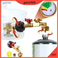 1Lb Tanks Propane Refill Adapter 20Lb to 1Lb Converter with Gauge Valve Brass 90-Degree Elbow Propan