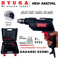 HYUGA Bor Listrik 10mm 350W Paket Mesin Bor Set Koper