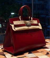 Hermes  birkin 25愛馬仕紅銀扣，Box