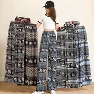 Seluar Panjang Gajah Women Long Pants Elephant Thai Style Soft Travel Waist Wide-Leg Casual Elastic泰